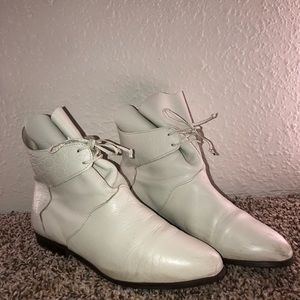 Vintage White Leather Cowgirl Boots